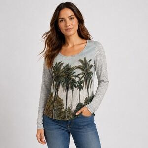 Scotch Soda Maison Scotch Palm Tree Graphic Long Sleeve T-Shirt Women's Petite S